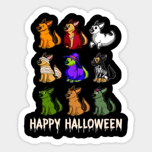 Happy German Shepherd Dog Witch Mummy Halloween Horror Sticker